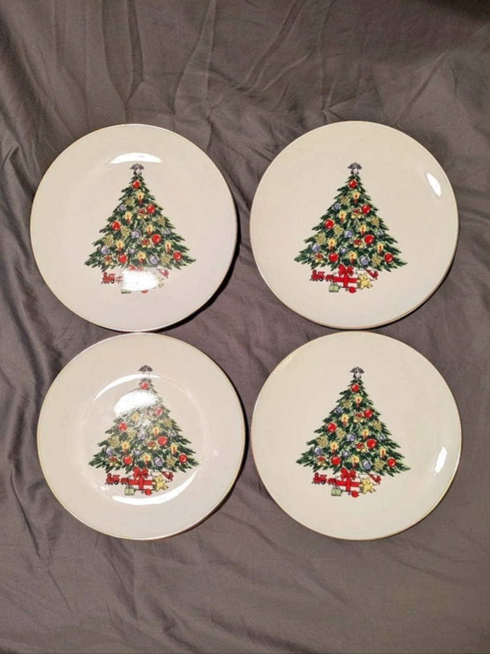 Vintage Christmas Treasure Jamestown China Christmas Tree Plates Set of 4